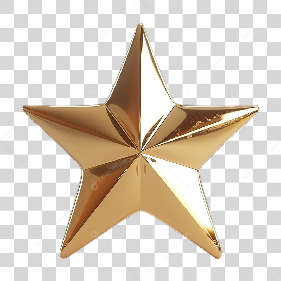 Estrela Dourada Decorativa PNG Transparente