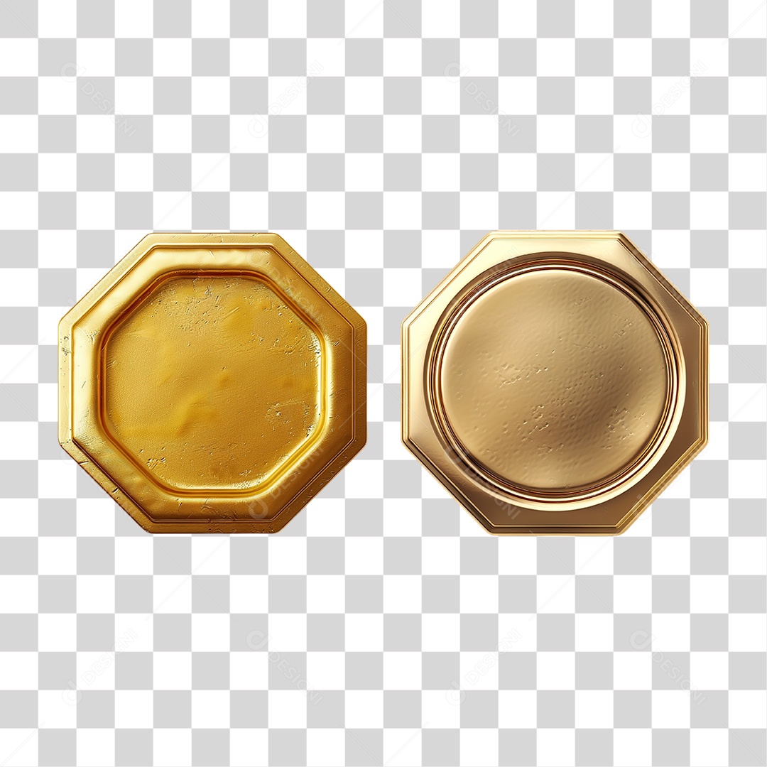 Conjunto de Medalhas Douradas Decorativas Formato PNG Transparente