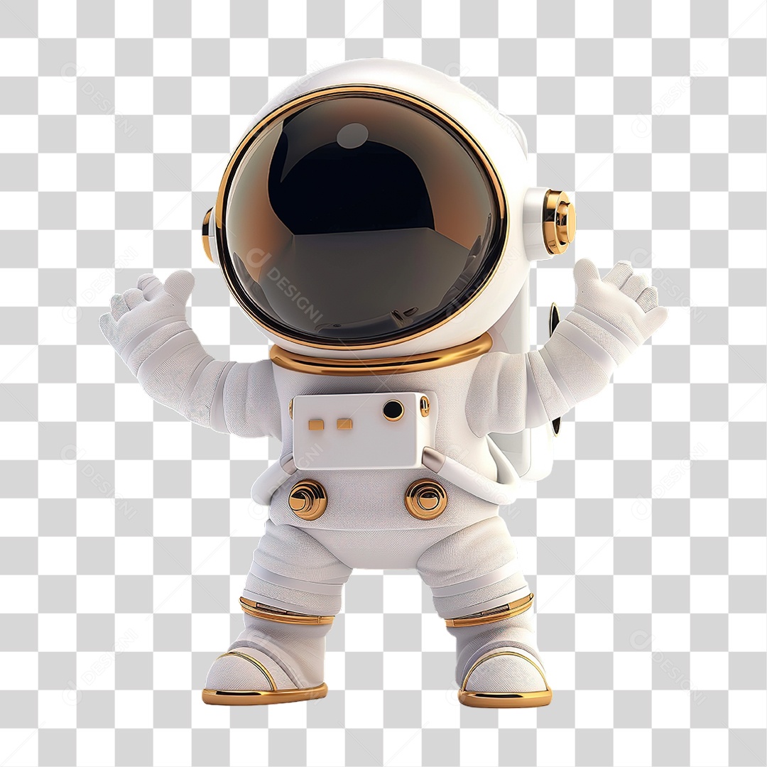 Personagem De Astronauta Em Traje Completo Representando Exploração Espacial, Ciência E Tecnologia. Formato PNG Transparente