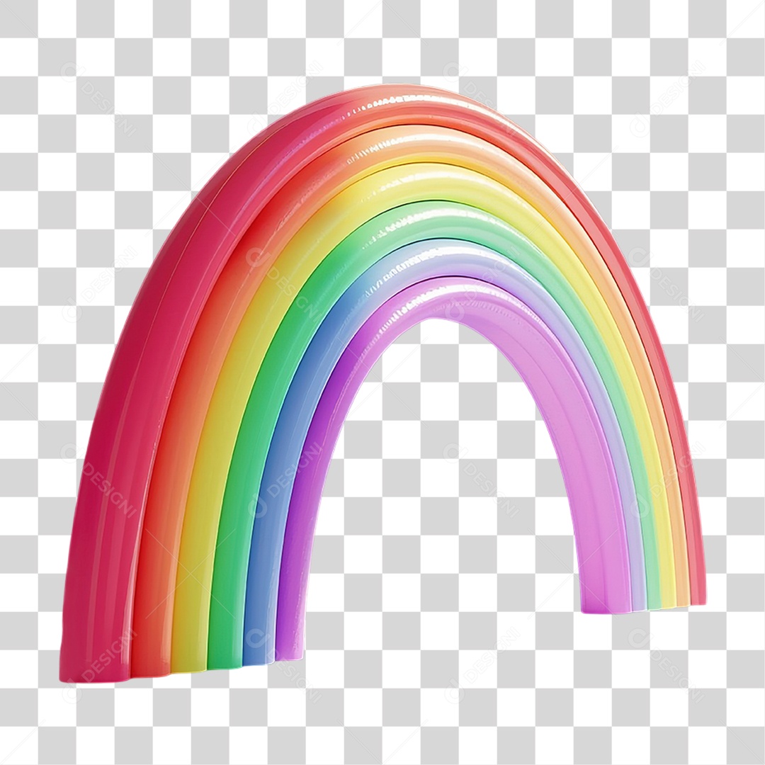 Arco-Íris Grande Colorido em Estilo Realista Formato PNG Transparente