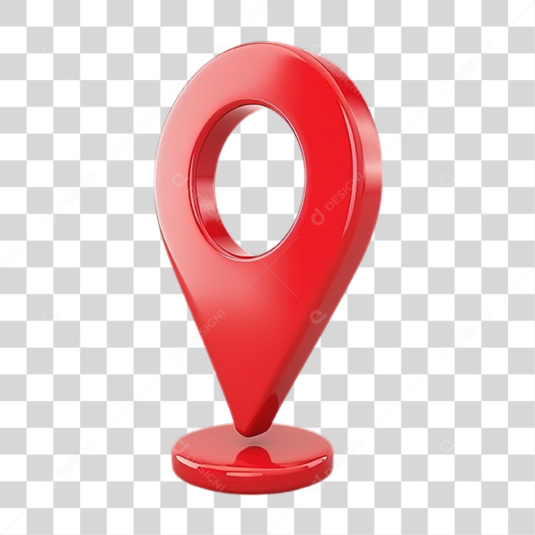 Marcador de Local Vermelho em Estilo Realista Formato PNG Transparente