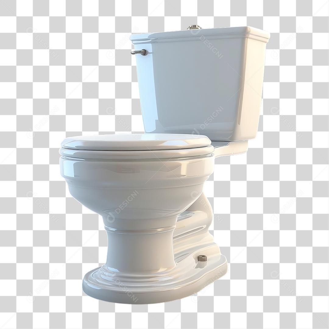 Vaso Sanitário Branco em Estilo Realista Formato PNG Transparente