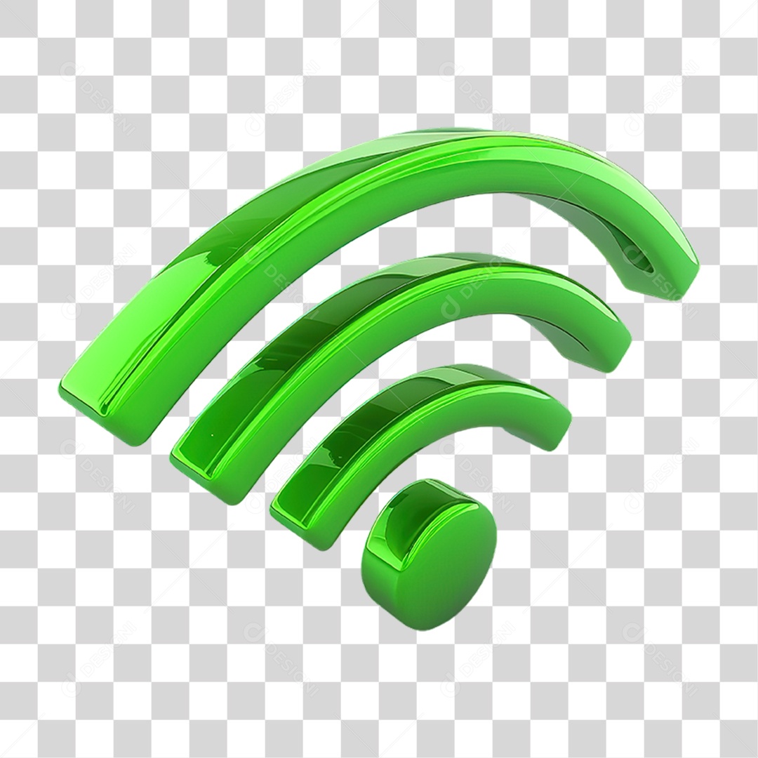 Sinal de Wi-Fi Verde em Estilo Realista Formato PNG Transparente