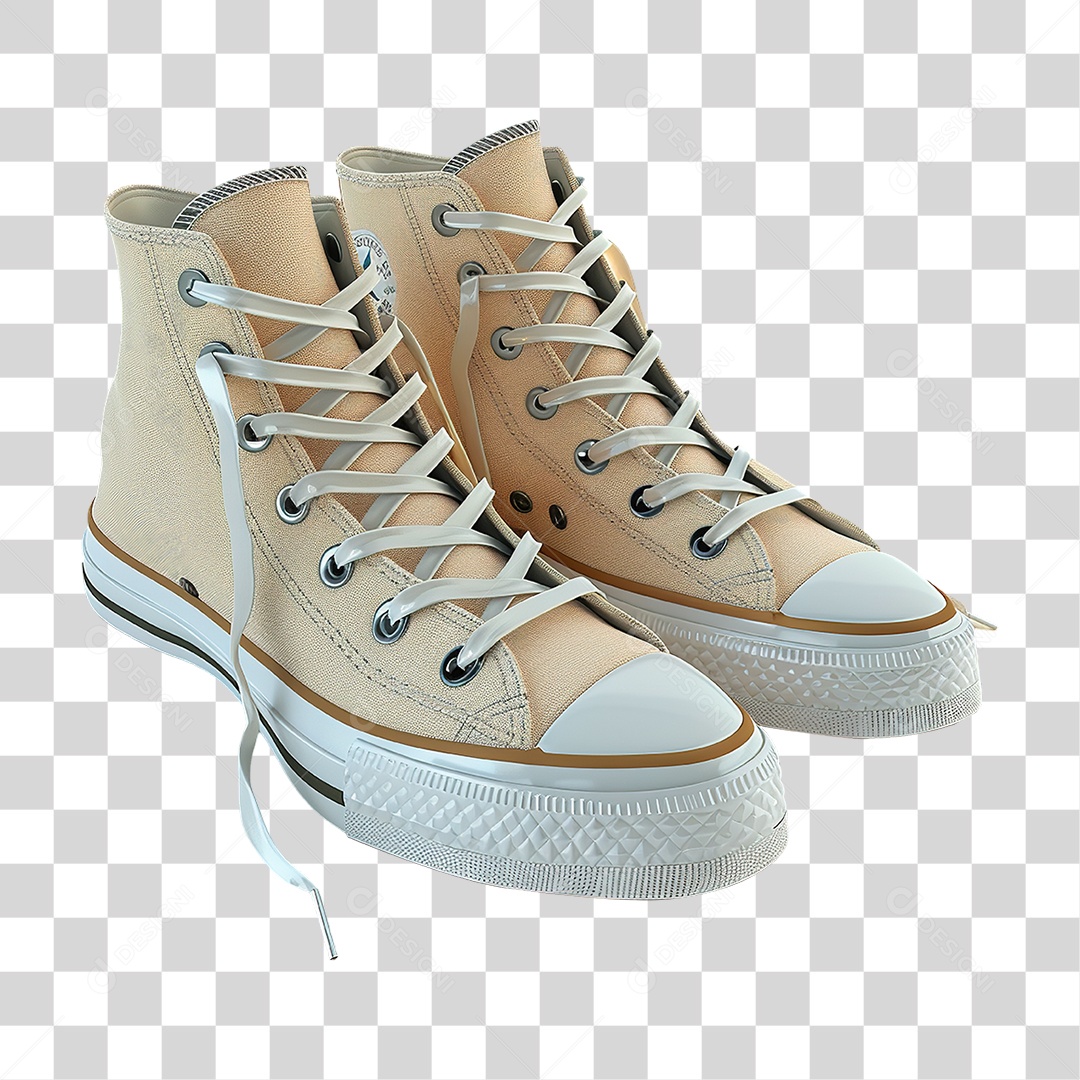 Par de Tênis Bege em Estilo Realista Casual Formato PNG Transparente