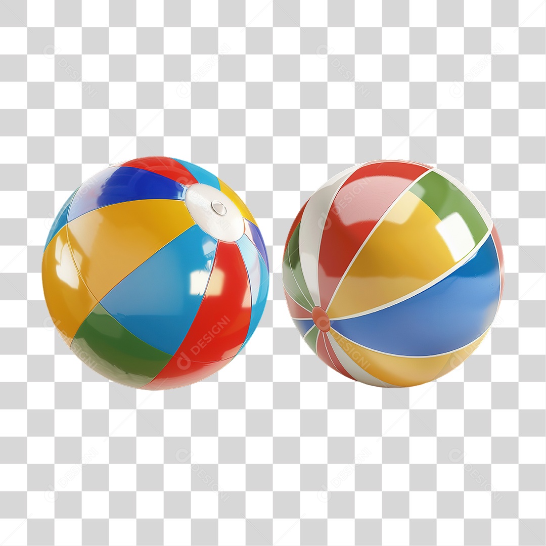 Bola Colorida de Praia em Estilo Realista Formato PNG Transparente