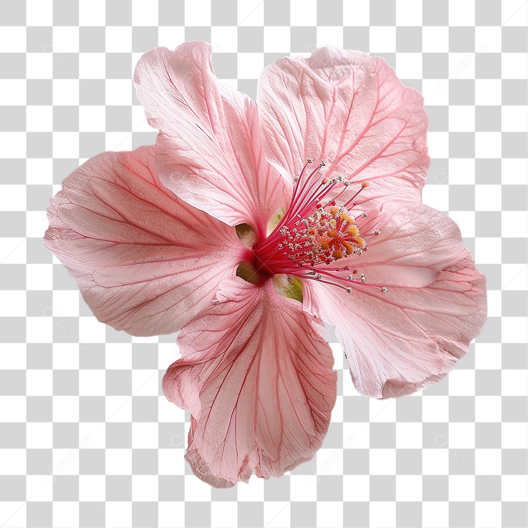Flor Rosa Grande em Estilo Realista Decoração Natural Formato PNG Transparente