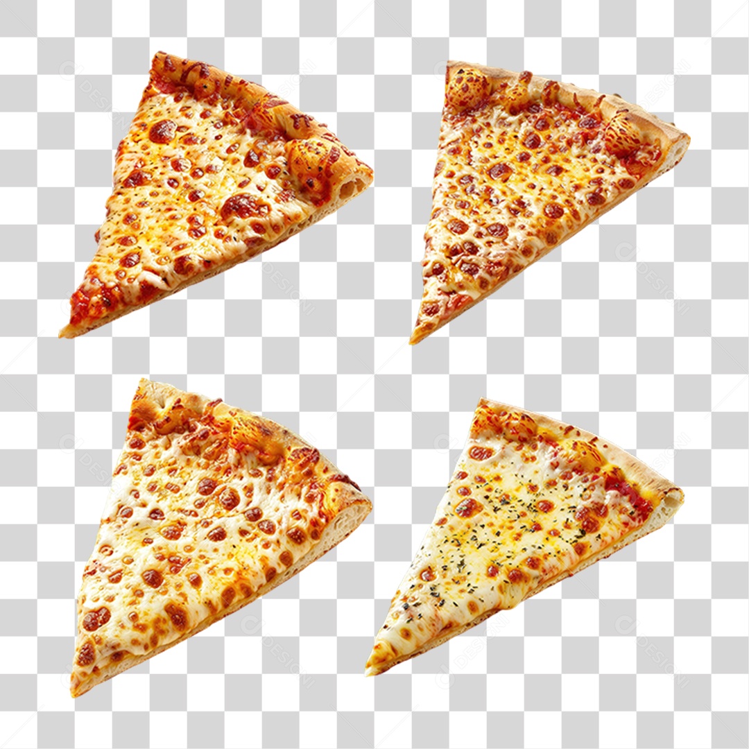 Conjunto de Fatias de Pizza em Estilo Realista Fast Food Formato PNG Transparente