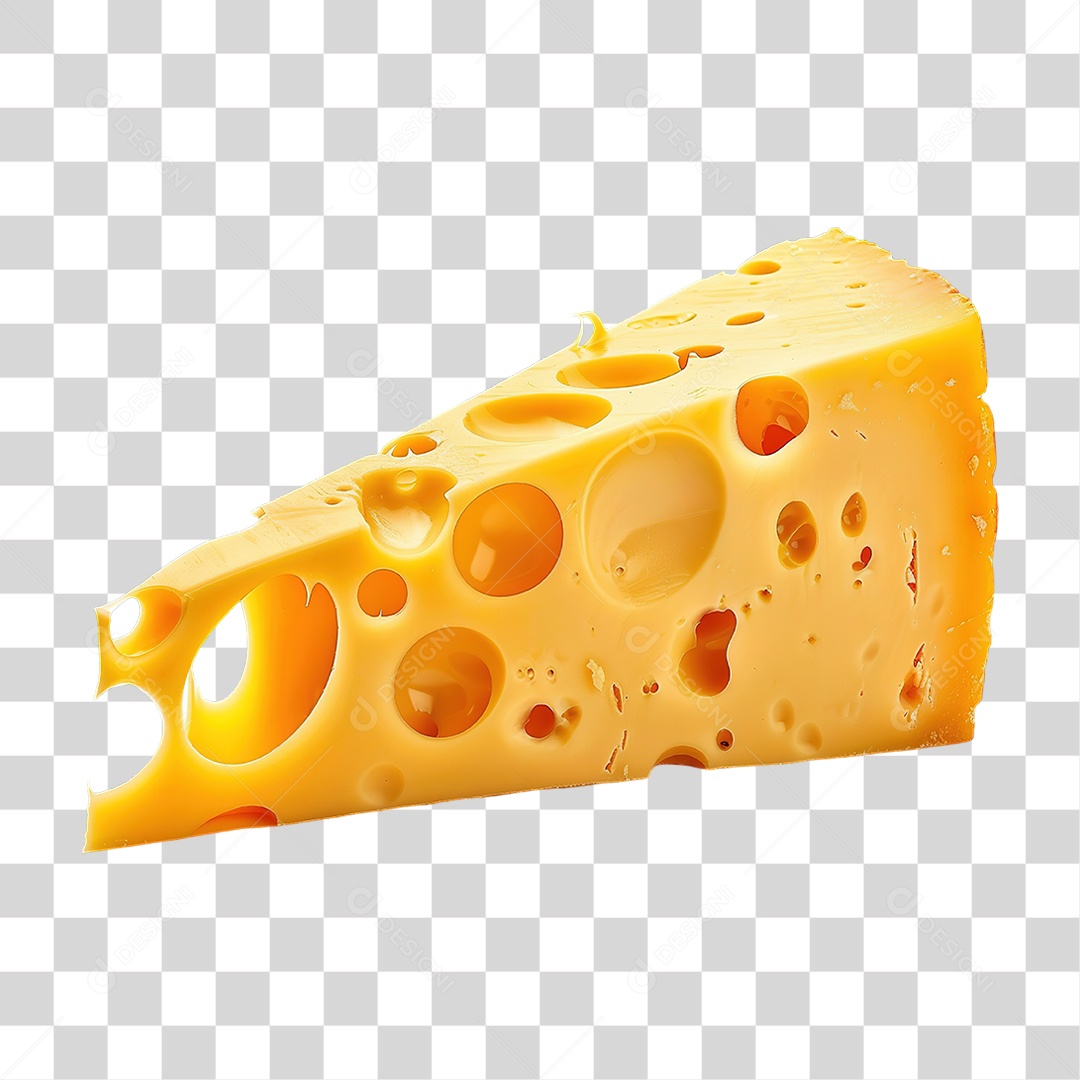 Queijo Suíço Amarelo em Estilo Realista Formato PNG Transparente