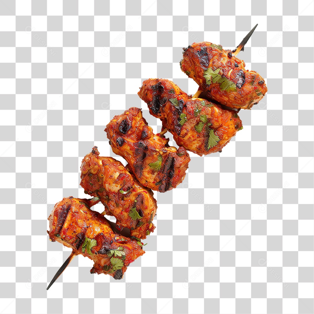 Espetinho de Frango Grelhado em Estilo Realista Formato PNG Transparente