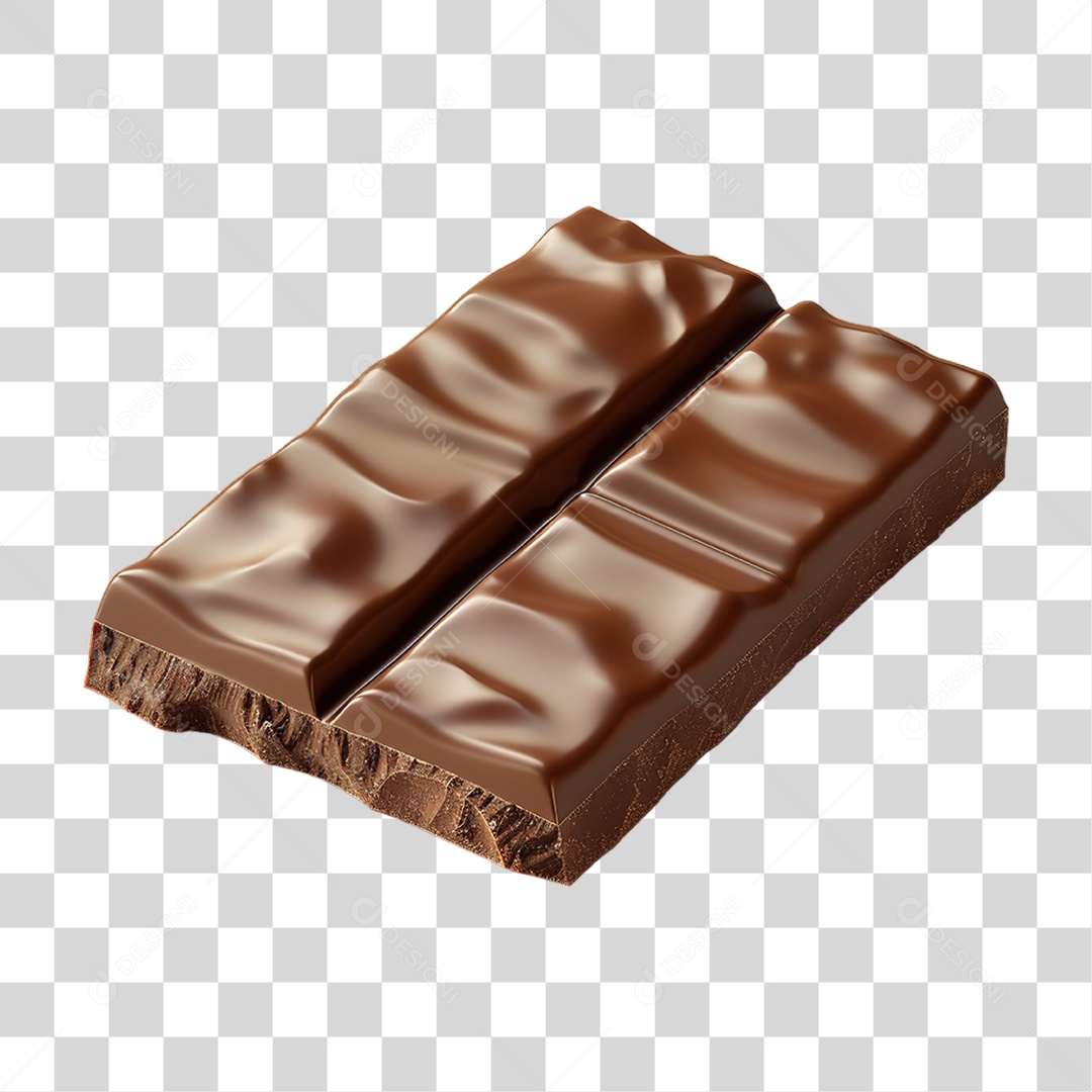 Barra de Chocolate com Nozes em Estilo Realista Sobremesa Formato PNG Transparente