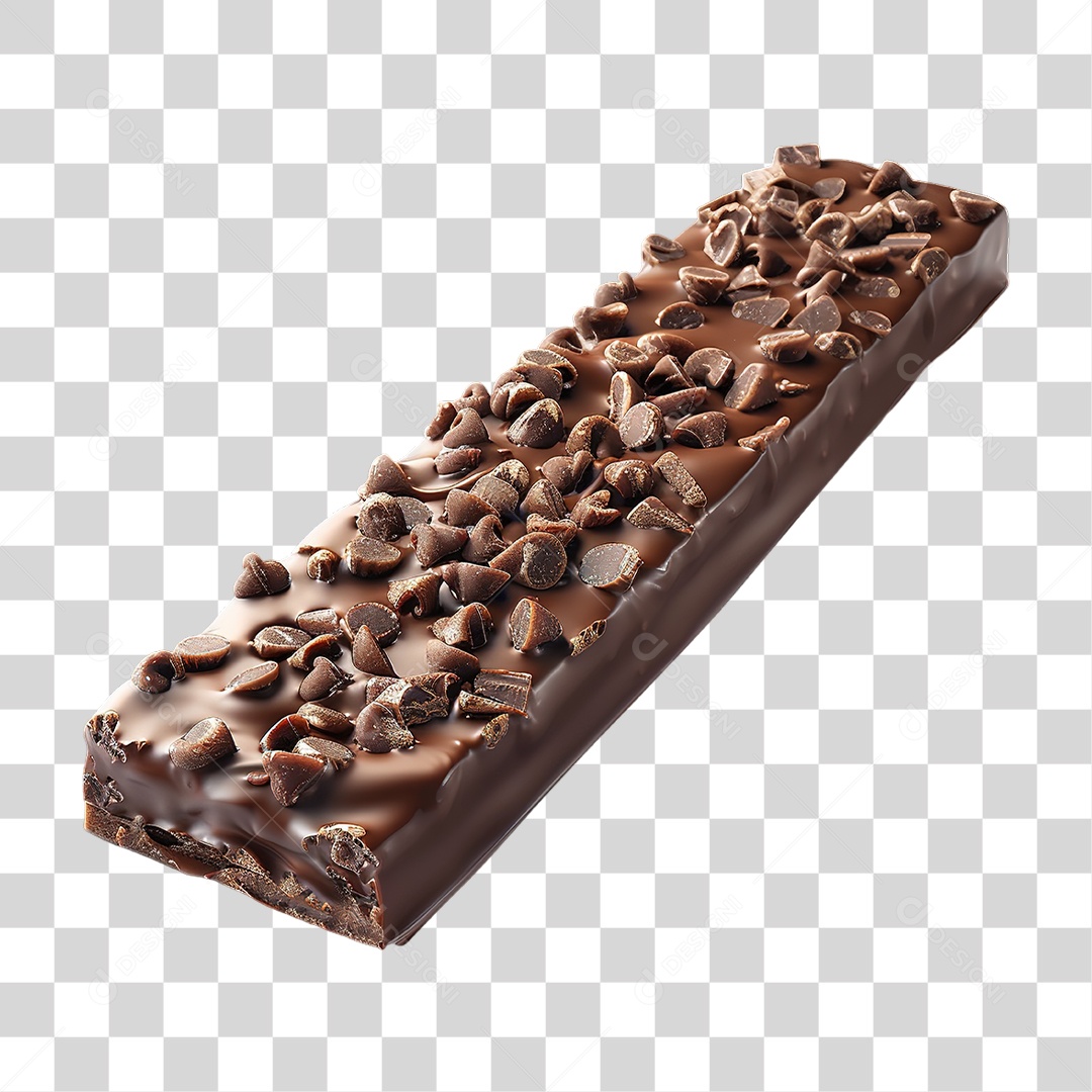 Barra de Chocolate com Nozes em Estilo Realista Sobremesa Formato PNG Transparente