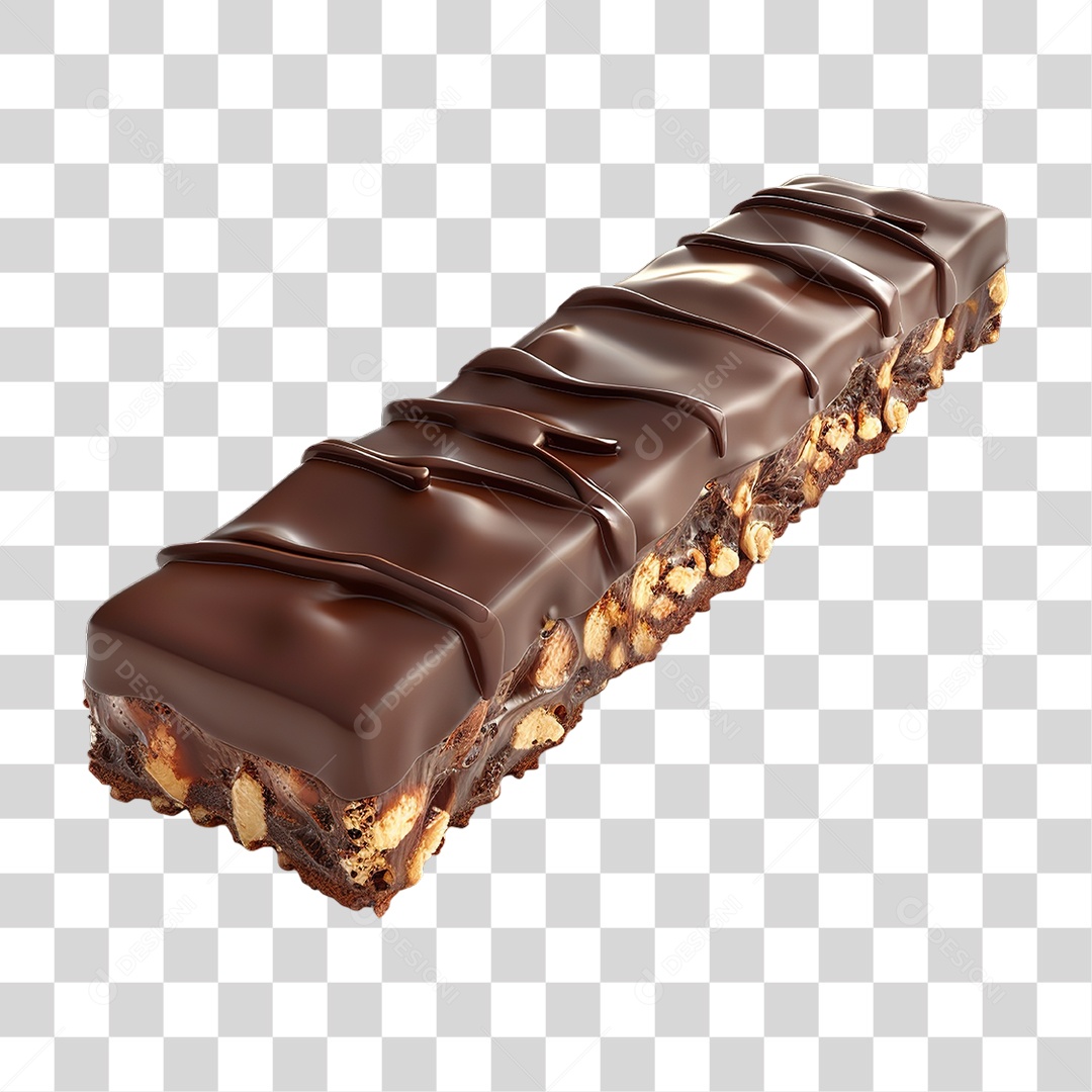 Barra de Chocolate com Nozes em Estilo Realista Sobremesa Formato PNG Transparente