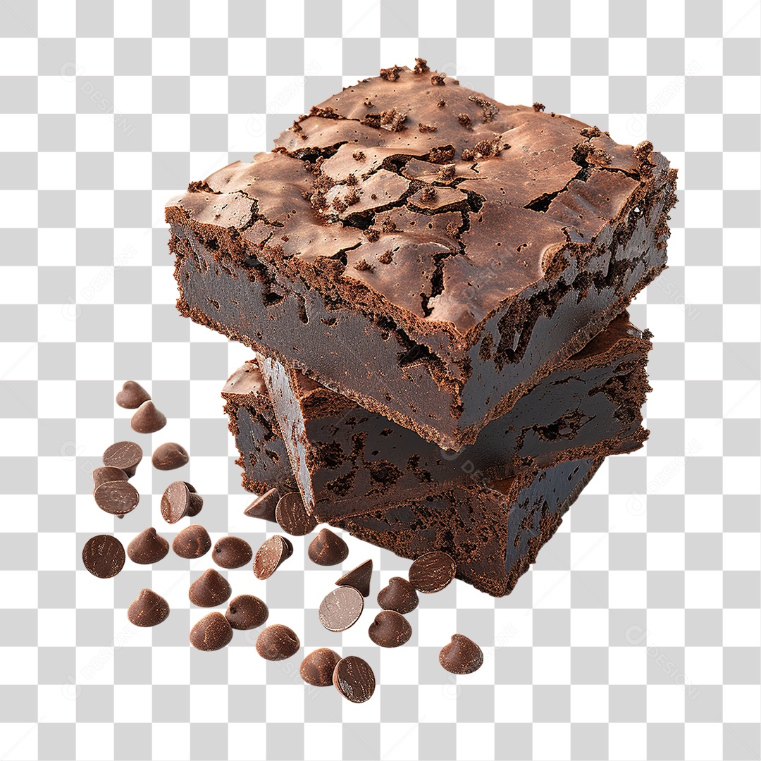 Pedaços de Brownie de Chocolate em Estilo Realista Sobremesa Formato PNG Transparente