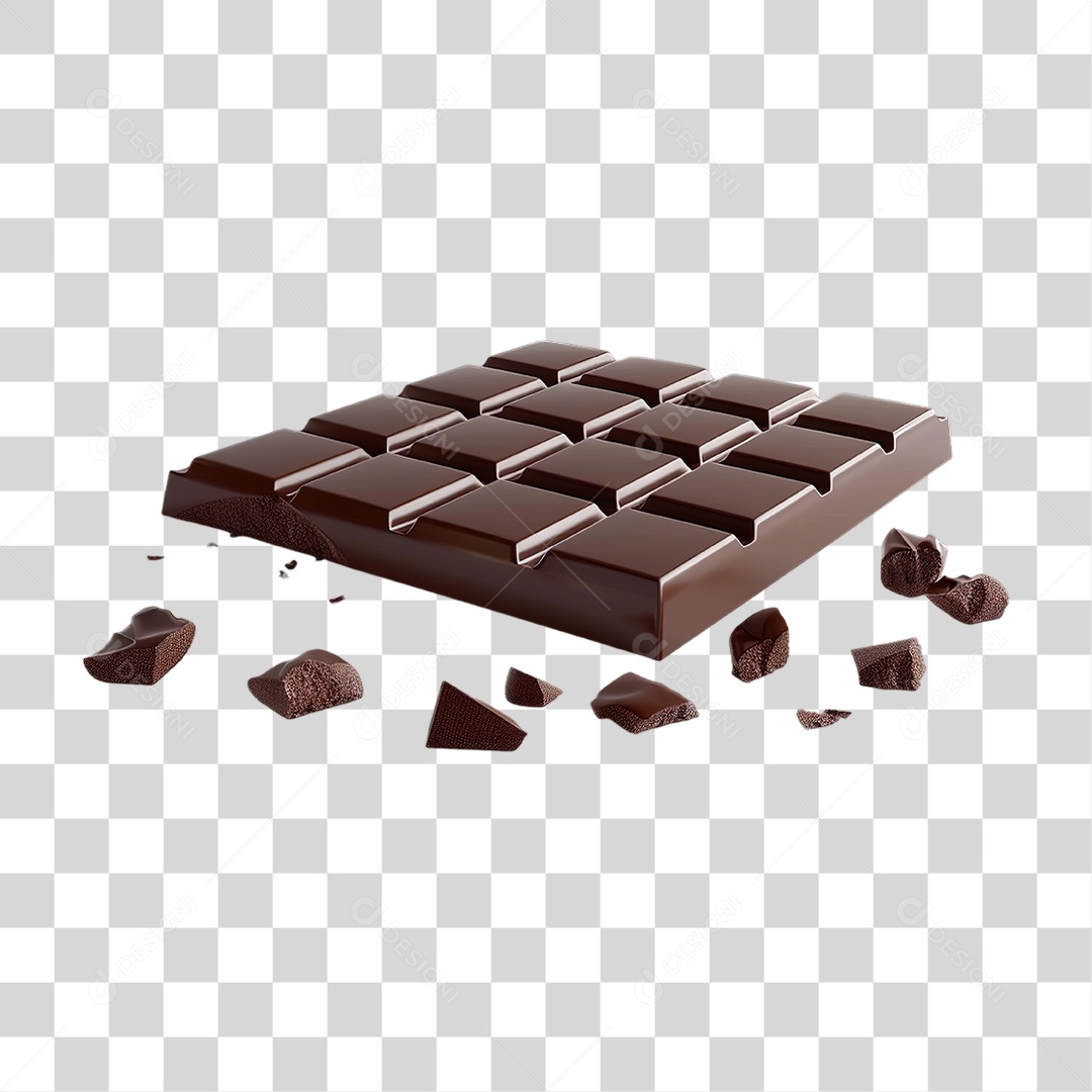 Barra de Chocolate em Estilo Realista Sobremesa Formato PNG Transparente
