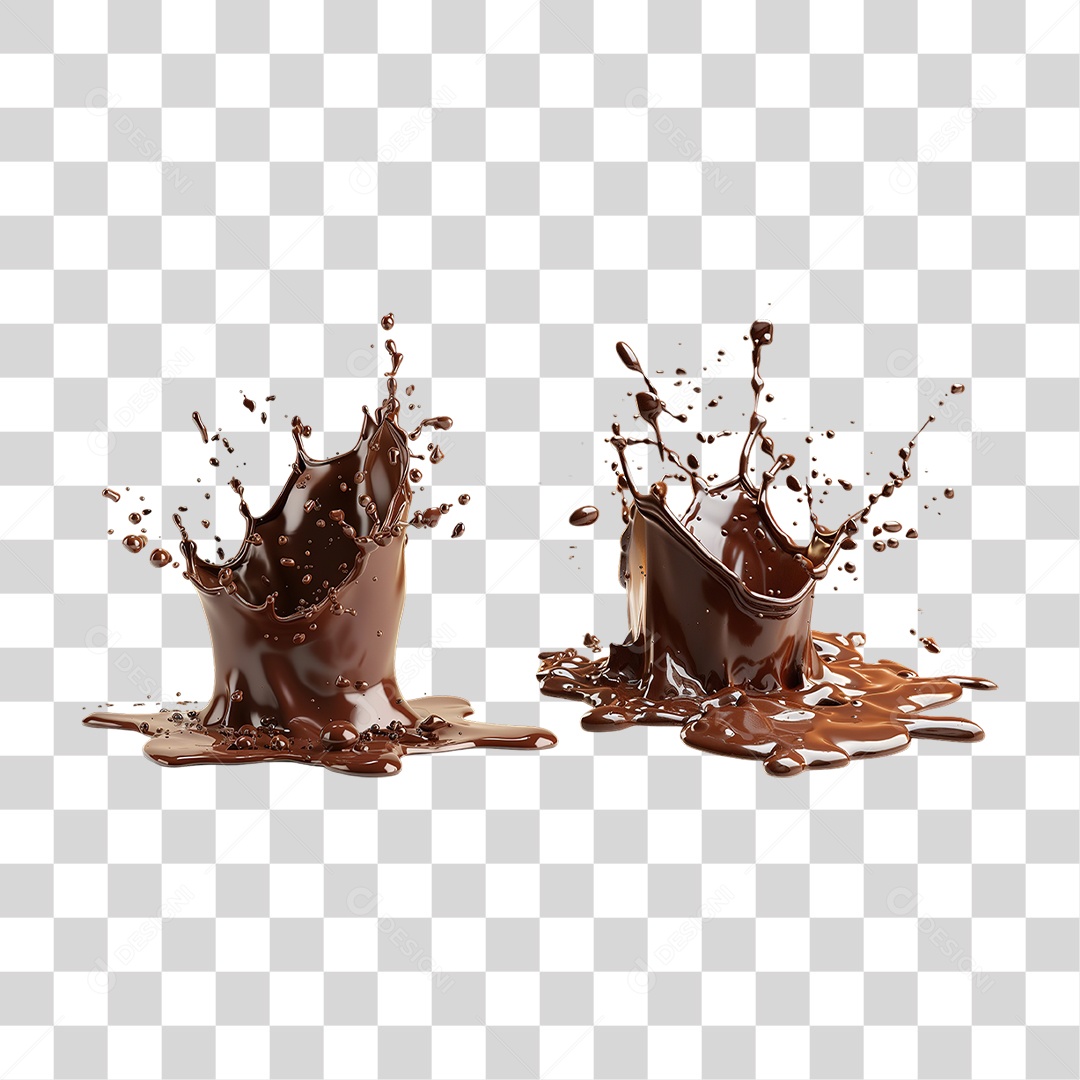 Jato de Chocolate Derretido em Estilo Realista Sobremesa Formato PNG Transparente