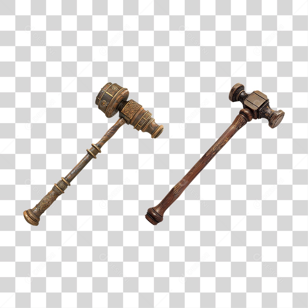 Conjunto de Martelos de Juiz em Estilo Realista Formato PNG Transparente
