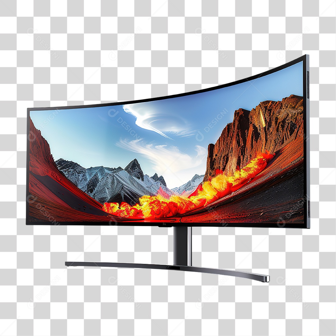 Monitor Curvo Moderno em Estilo Realista Formato PNG Transparente