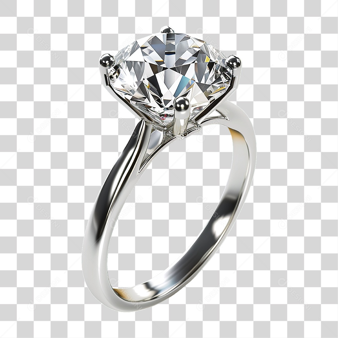 Anel de Diamante em Estilo Realista Joia Luxuosa Formato PNG Transparente