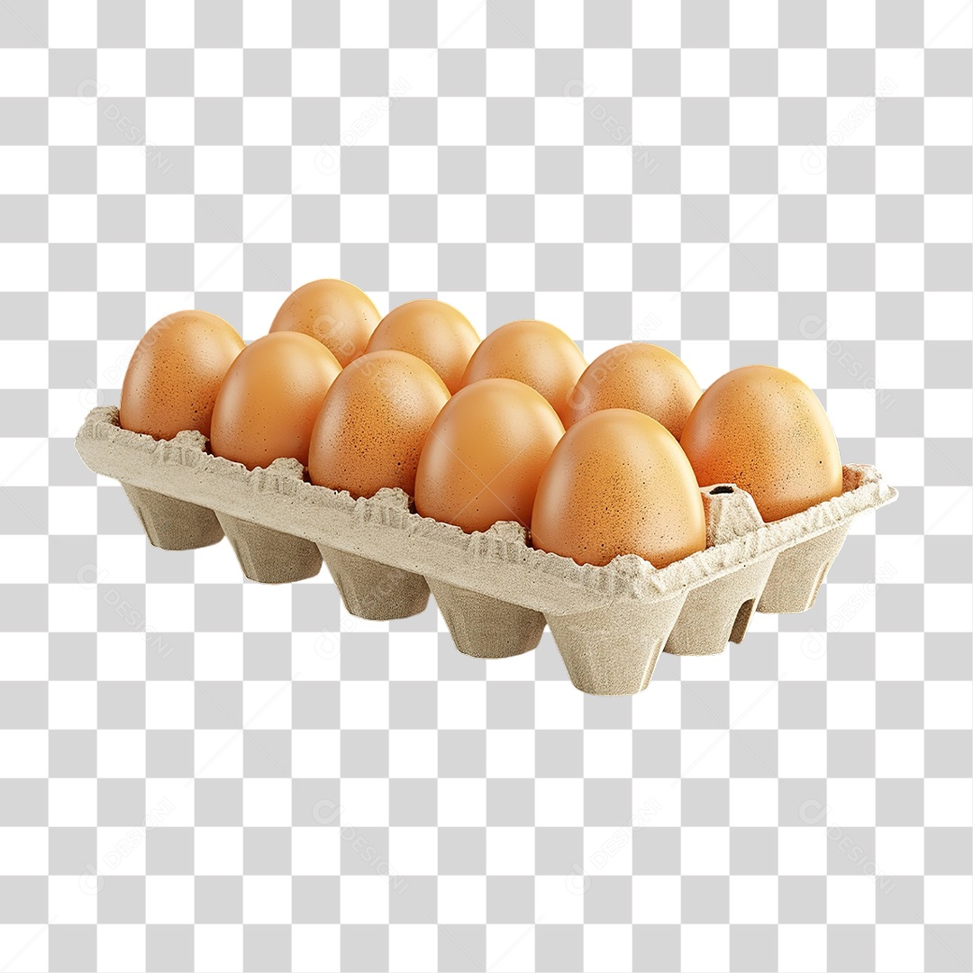 Cartela com Ovos Marrons em Estilo Realista Ingrediente Formato PNG Transparente