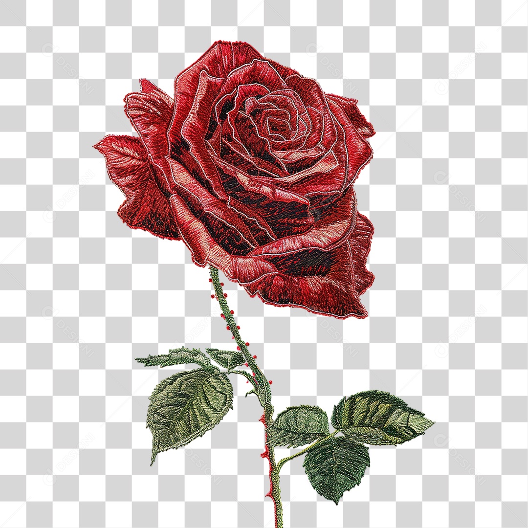 Rosa Vermelha Clássica em Estilo Realista Flor Decorativa Formato PNG Transparente