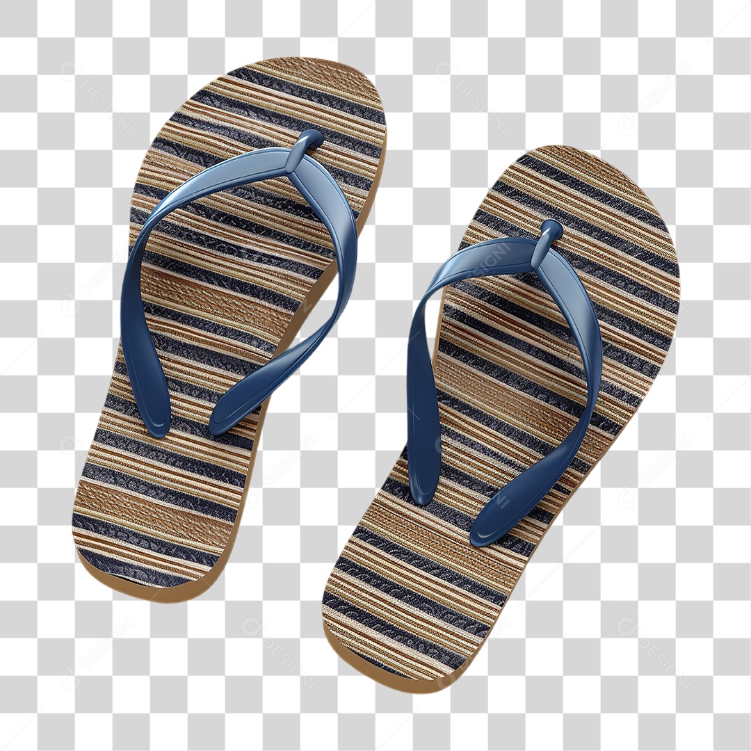 Chinelos de Praia Azuis em Estilo Realista Formato PNG Transparente
