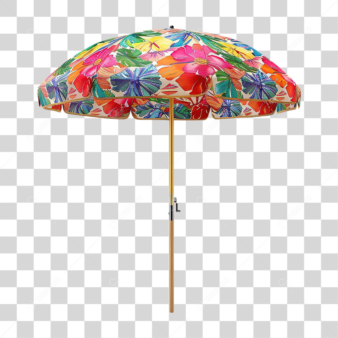 Guarda-Sol Colorido de Praia em Estilo Realista Formato PNG Transparente