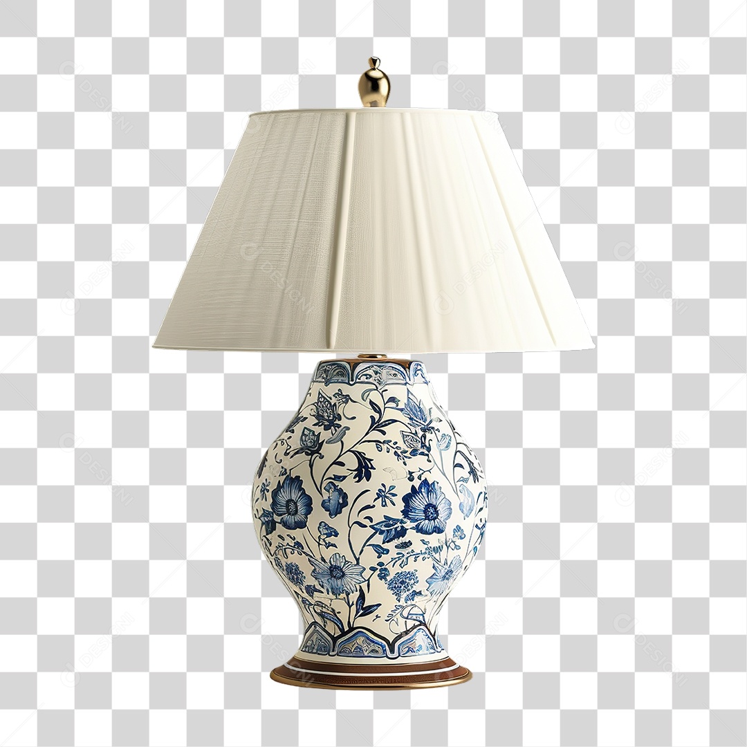 Abajur Decorativo Branco e Azul em Estilo Realista Formato PNG Transparente