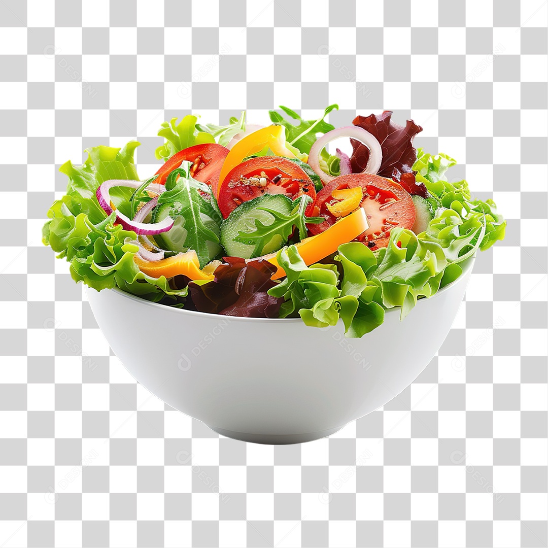 Tigela de Salada Variada Colorida em Estilo Realista Comida Formato PNG Transparente