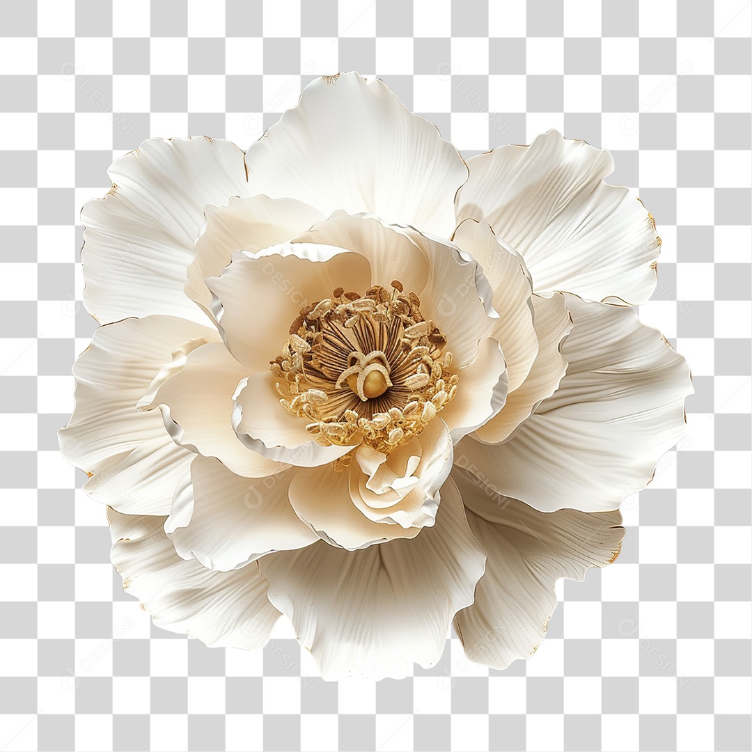 Flor Branca Decorativa em Estilo Realista Formato PNG Transparente