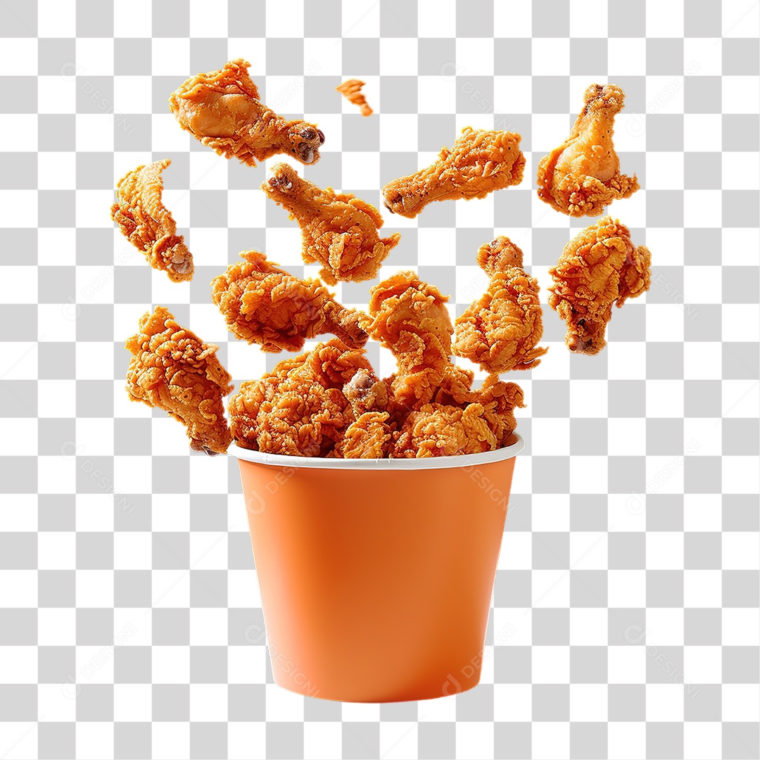 Frango Frito em Montagem Realista Servido em Conjunto Formato PNG Transparente