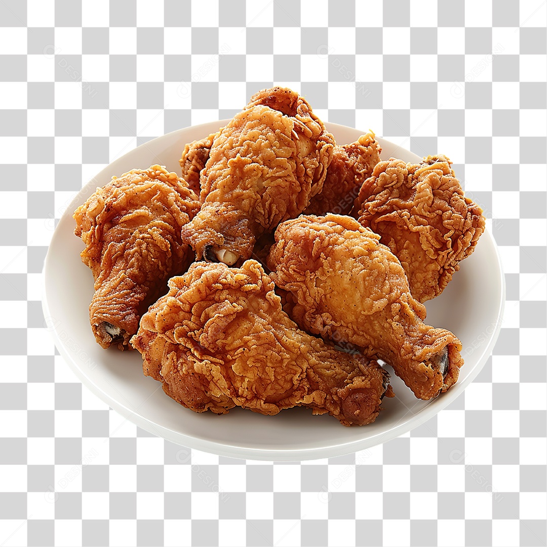 Porção de Nuggets de Frango em Estilo Realista Servida no Prato Formato PNG Transparente