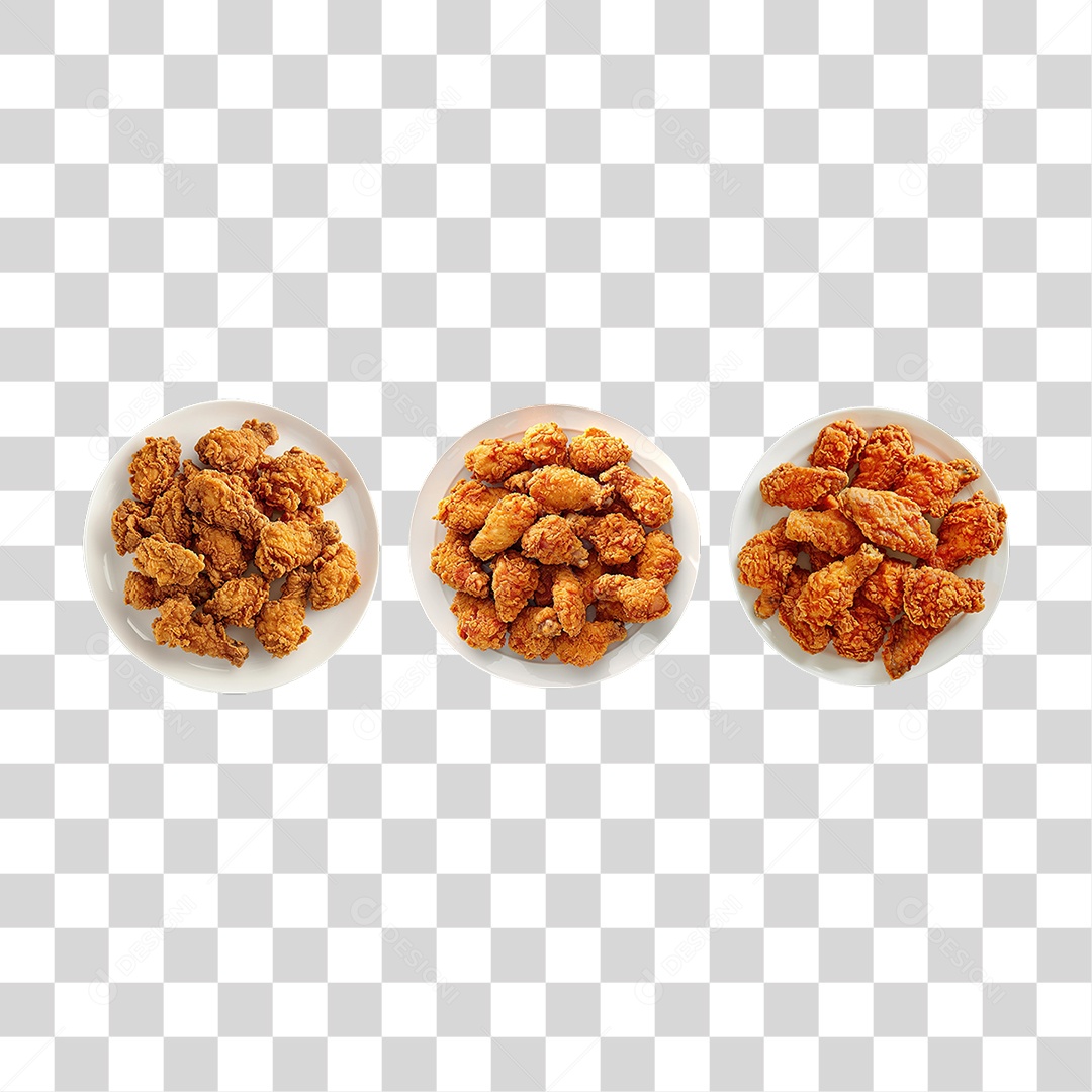 Porção de Nuggets de Frango em Estilo Realista Servida no Prato Formato PNG Transparente