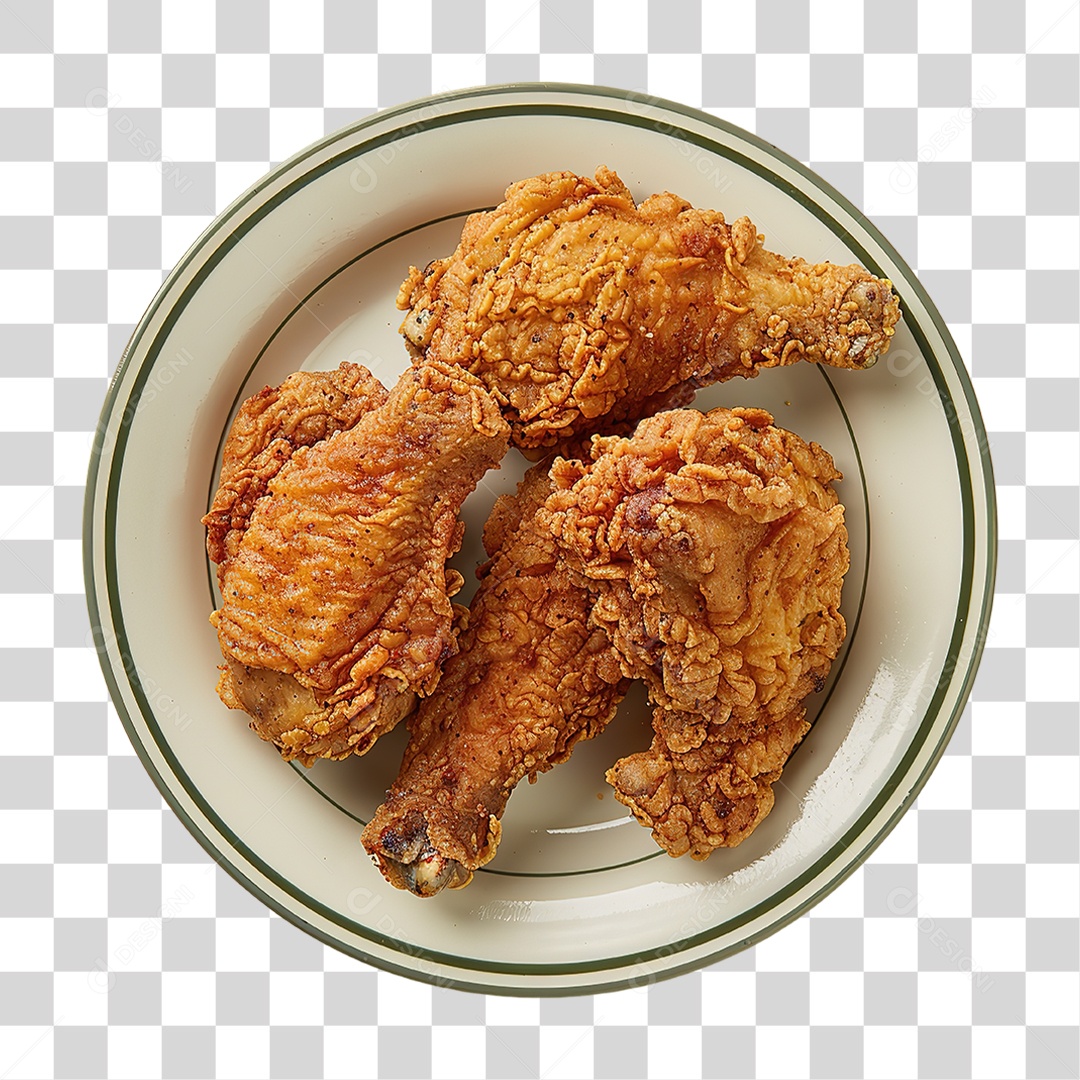 Balde com Frango Crocante em Estilo Realista Fast Food Formato PNG Transparente