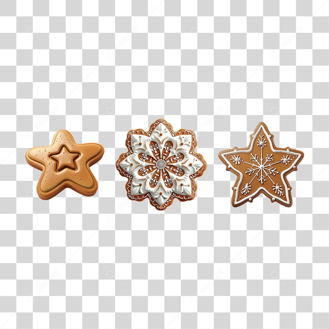 Conjunto de Biscoitos Decorados em Estilo Realista Natalino Formato PNG Transparente