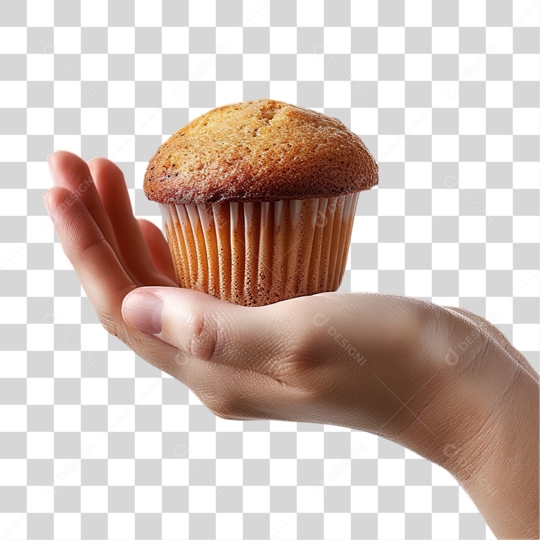 Muffin Simples Segurado na Mão em Estilo Realista Formato PNG