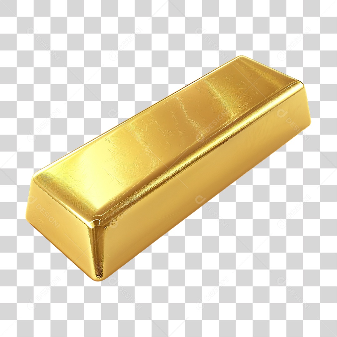 Barra de Ouro Dourada em Estilo Realista Formato PNG Transparente