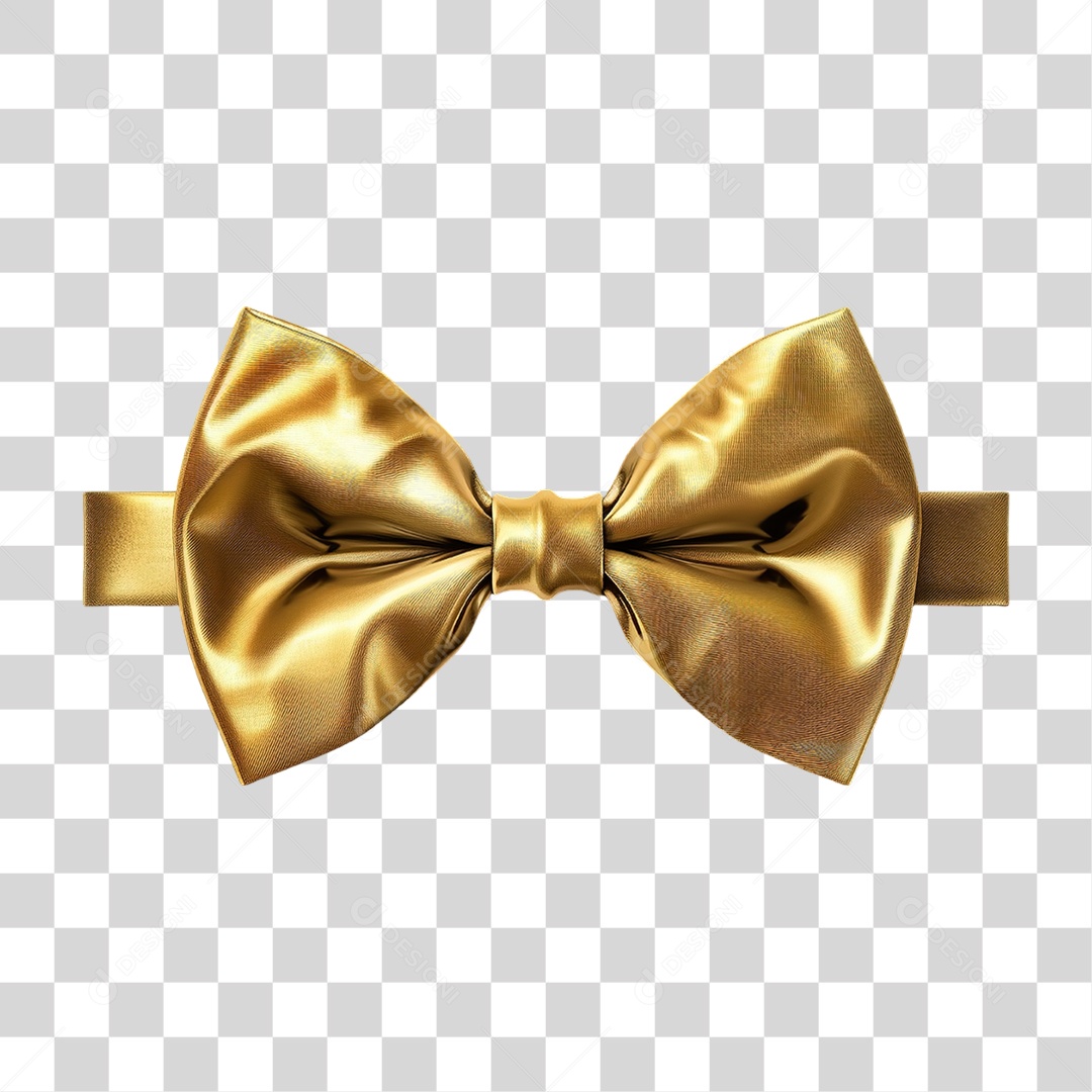 Gravata Borboleta Dourada em Estilo Realista com Detalhes Formato PNG Transparente