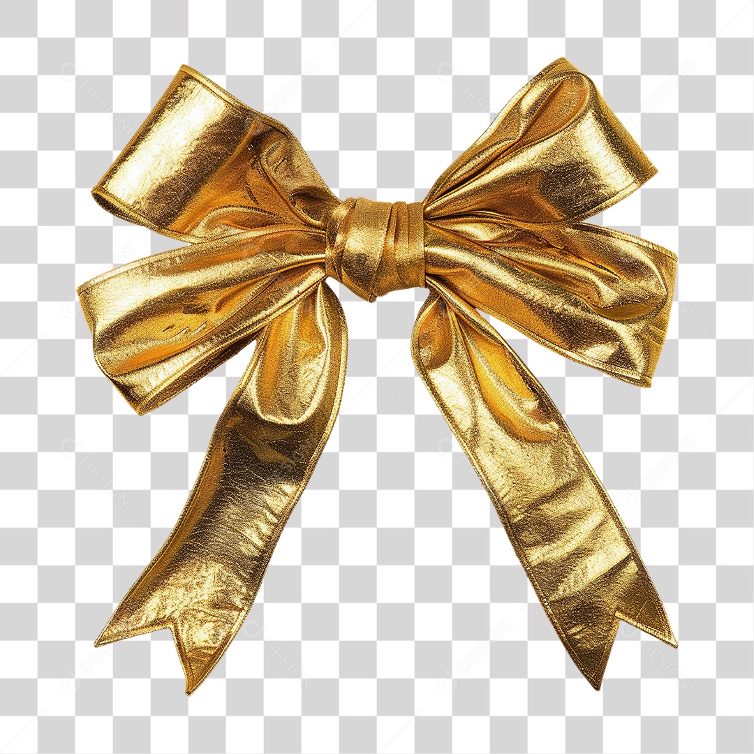 Laço Dourado em Estilo Realista Decorativo Formato PNG Transparente