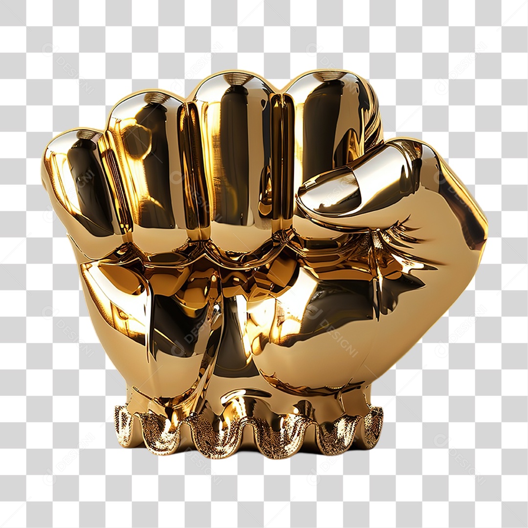 Punho Dourado em Estilo Realista Fechado Formato PNG Transparente