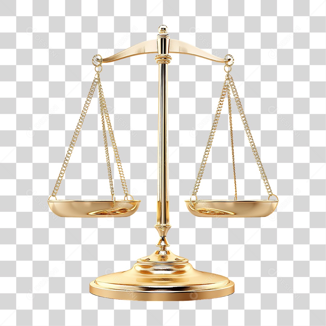 Balança Dourada em Estilo Realista Simbólica Formato PNG Transparente