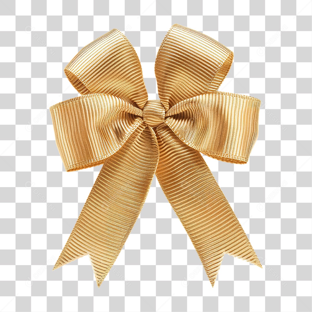 Laço Dourado em Estilo Realista Decorativo Formato PNG Transparente