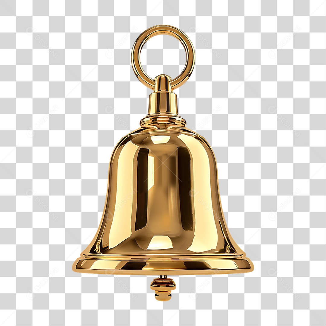 Sino Dourado Pequeno em Estilo Realista Formato PNG Transparente