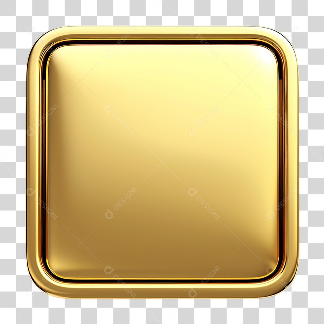 Quadrado Dourado em Estilo Realista Brilhante Formato PNG Transparente