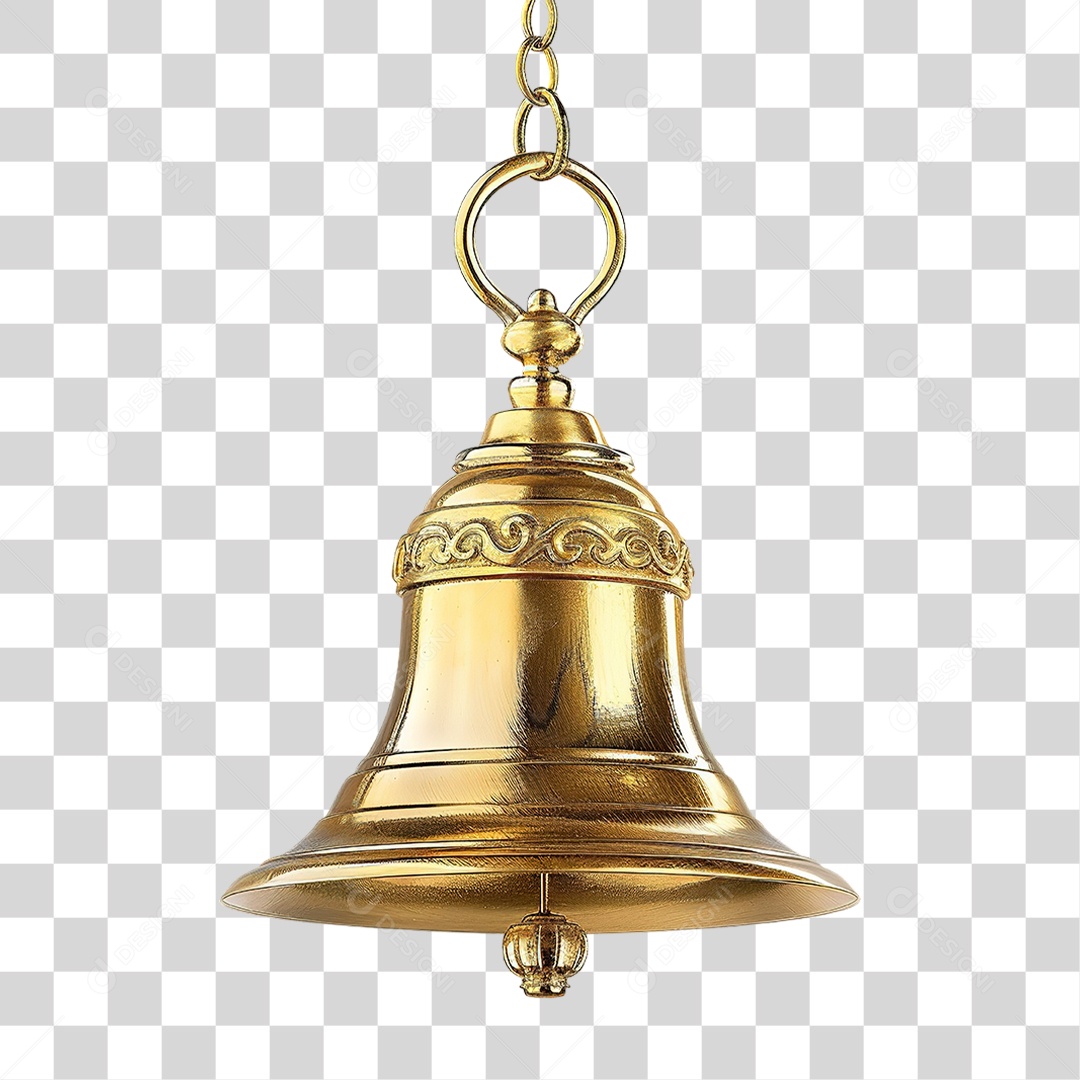 Sino Dourado Suspenso em Estilo Realista Formato PNG Transparente