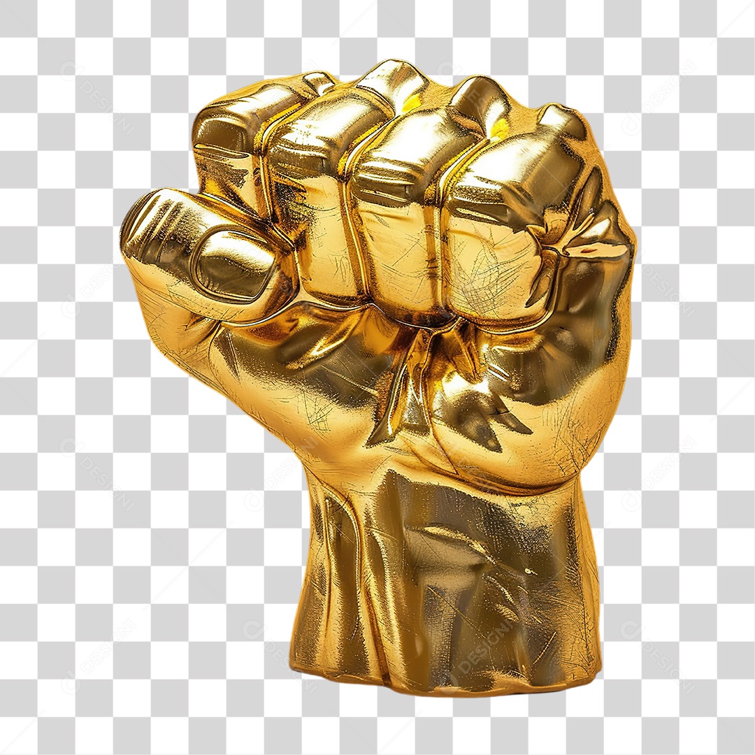 Punho Dourado em Estilo Realista Fechado Formato PNG Transparente