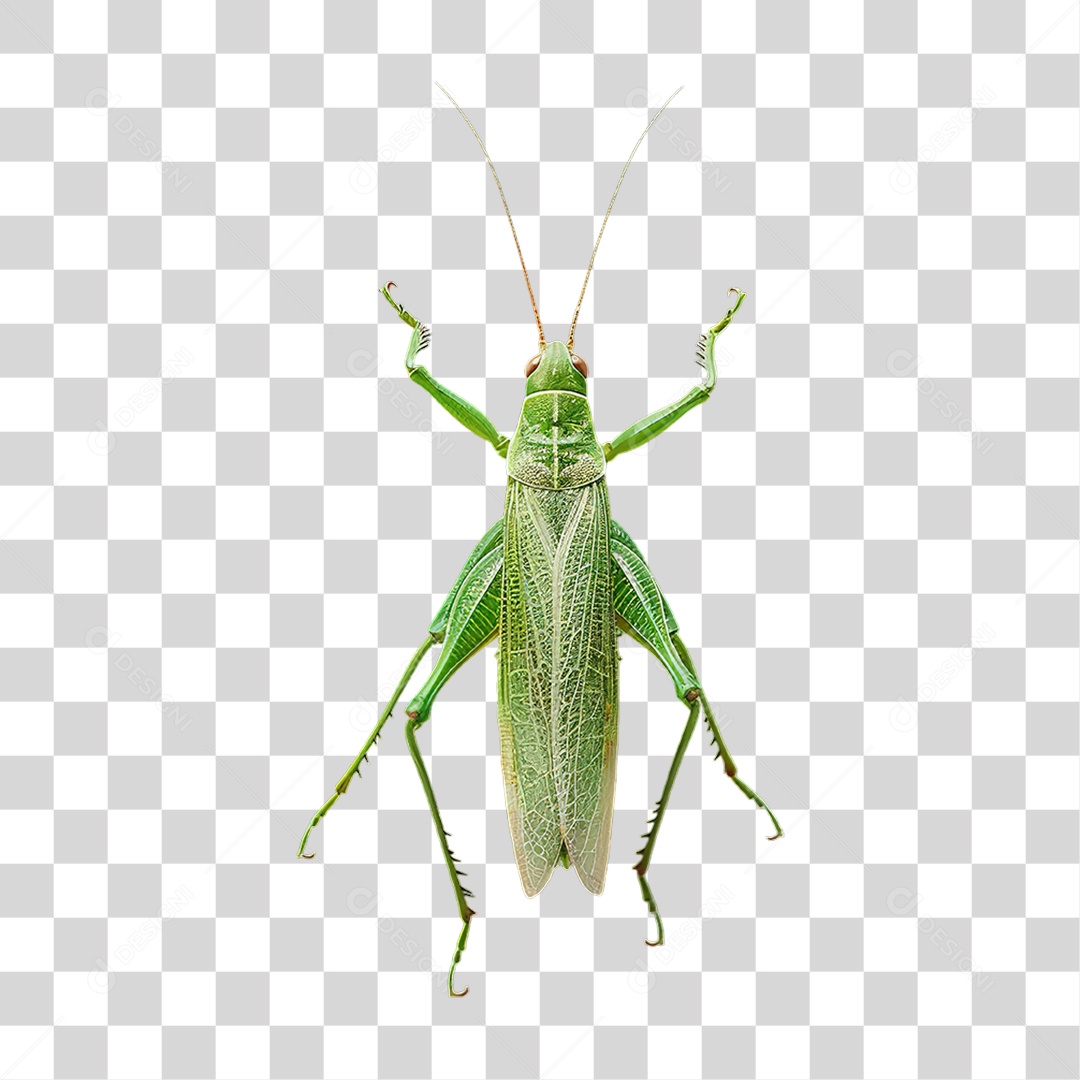 Gafanhoto Verde em Estilo Realista Inseto Natural Formato PNG Transparente