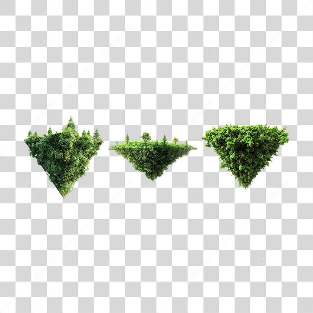 Conjunto de Folhagens Verdes Naturais em Estilo Realista Formato PNG Transparente