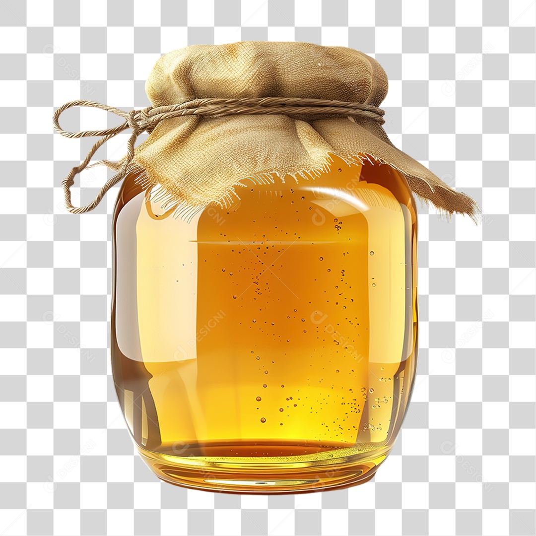 Mel Escorrendo com Colher de Madeira em Estilo Realista Formato PNG Transparente