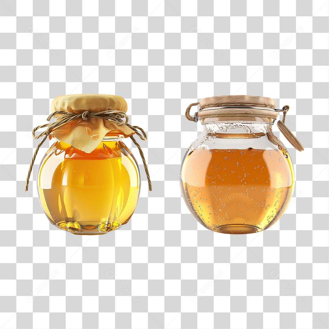 Pote de Mel com Tampa em Estilo Realista Sobremesa Formato PNG Transparente
