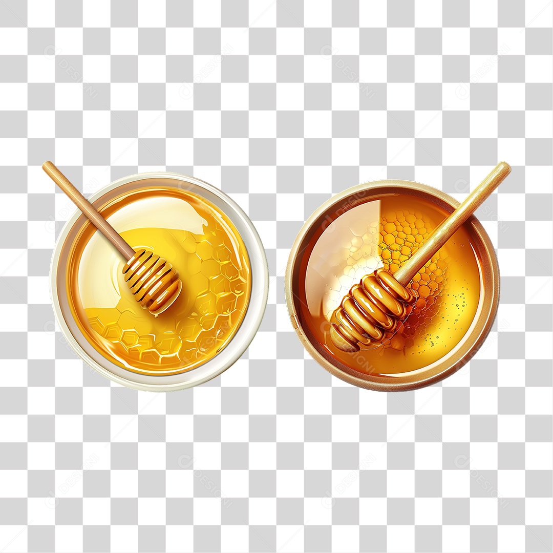 Conjunto de Potes de Mel em Estilo Realista Sobremesa Formato PNG Transparente